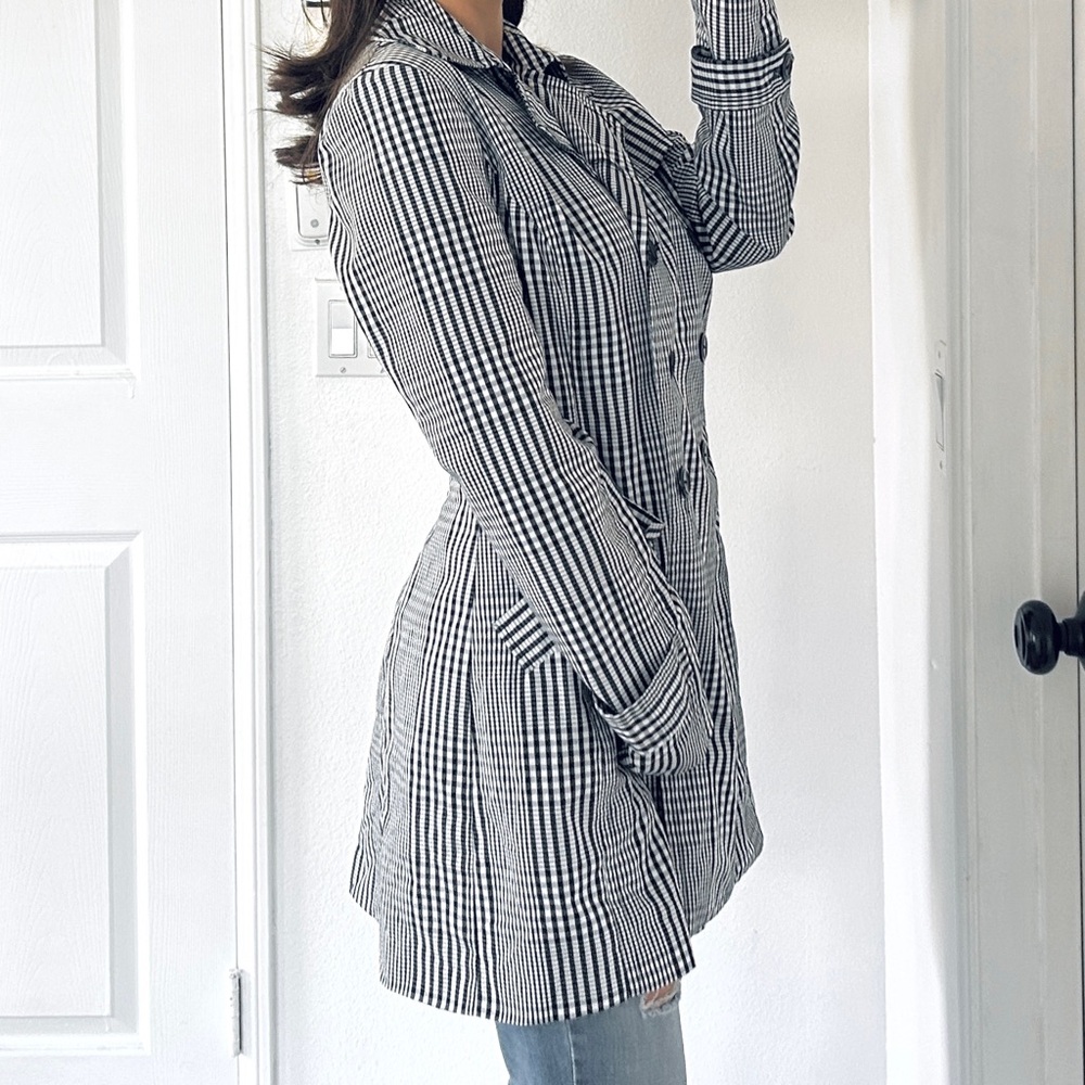❤️LAST CHANCE❤️ Plaid Checkered Coat Black And White Trenchcoat Trench